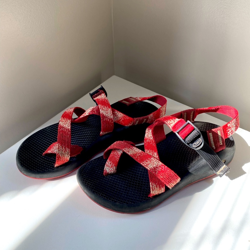 Women’s Red/White Striped Chacos - Size W8